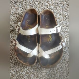 Birkenstock Mayari Birko-Flor White Slip On Sandals Size 36